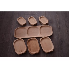 Set platouri din lemn 6persoane (12+1buc.)