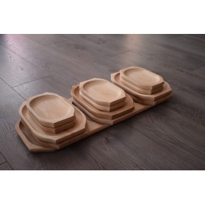 Set platouri din lemn 6persoane (12+1buc.)